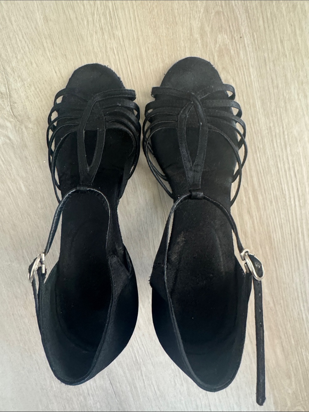 Salsa and balloon dancing shoes Women's Black Ankle Strap. 2.5 inch heels